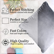 Velvet Cushion Cover With Piping - Perfect for Home Décor Set of 5, Grey